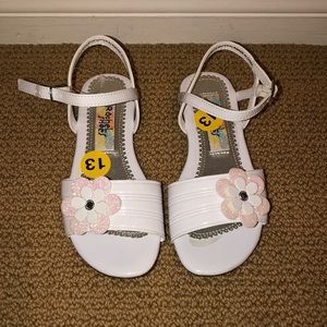 White girls shoes with pink flower